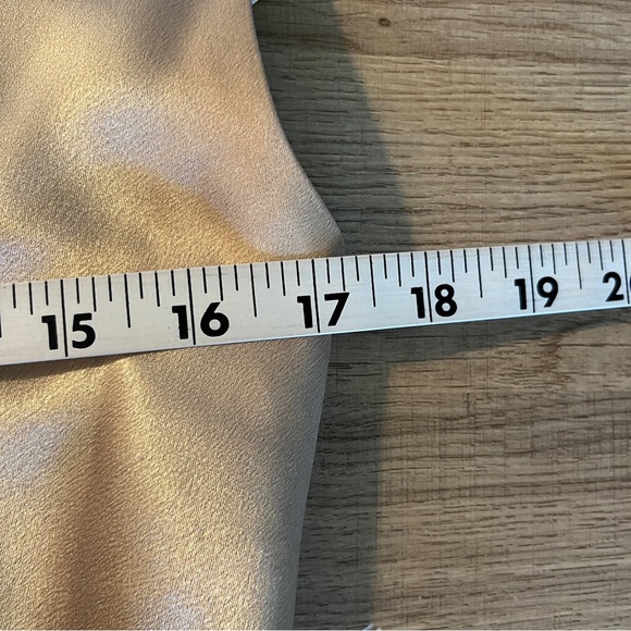 Birdy Grey Dress Size Medium Gold Satin Spaghetti Strap Cowl Neck Ruched Formal - Picture 10 of 12